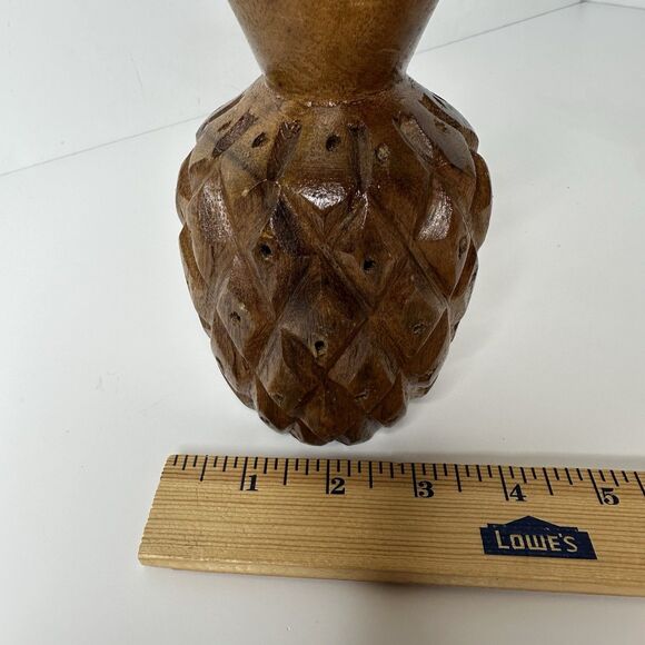 MCM 2 Hand Carved Pineapple Toothpick Holders Appetizer Cheese Kitchen 6" 8" Vtg - Picture 11 of 16